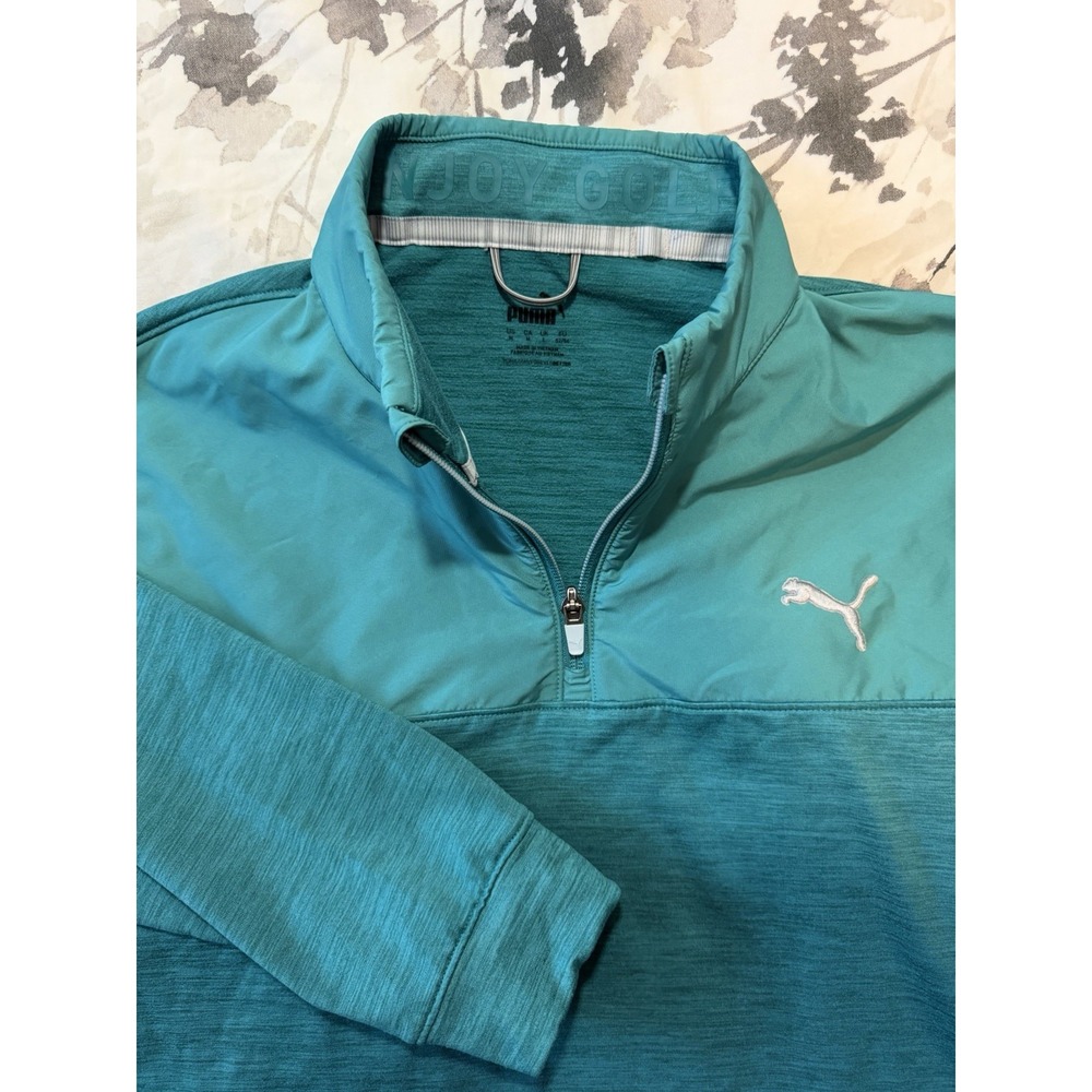 Puma Golf Pull Over Quarter Zip Layer Sweater Shirt Heather Green Performance